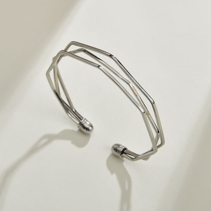 Casual Five-Layer Asymmetrical Geometric Bracelet, Three-Layer Open Bracelet, Export Jewelry Wholesale Gold