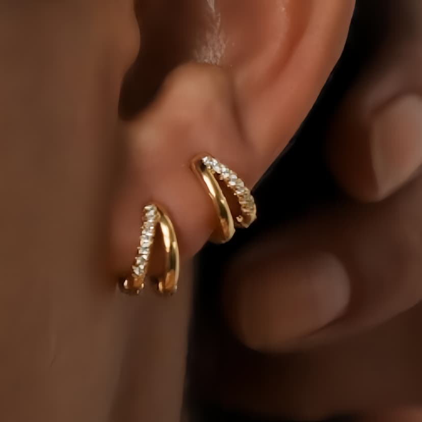 Amazon Cross-Border Best-Selling Double-Layer Diamond Earrings for Women, Fashionable and High-End Earrings, European and American Jewelry Wholesale