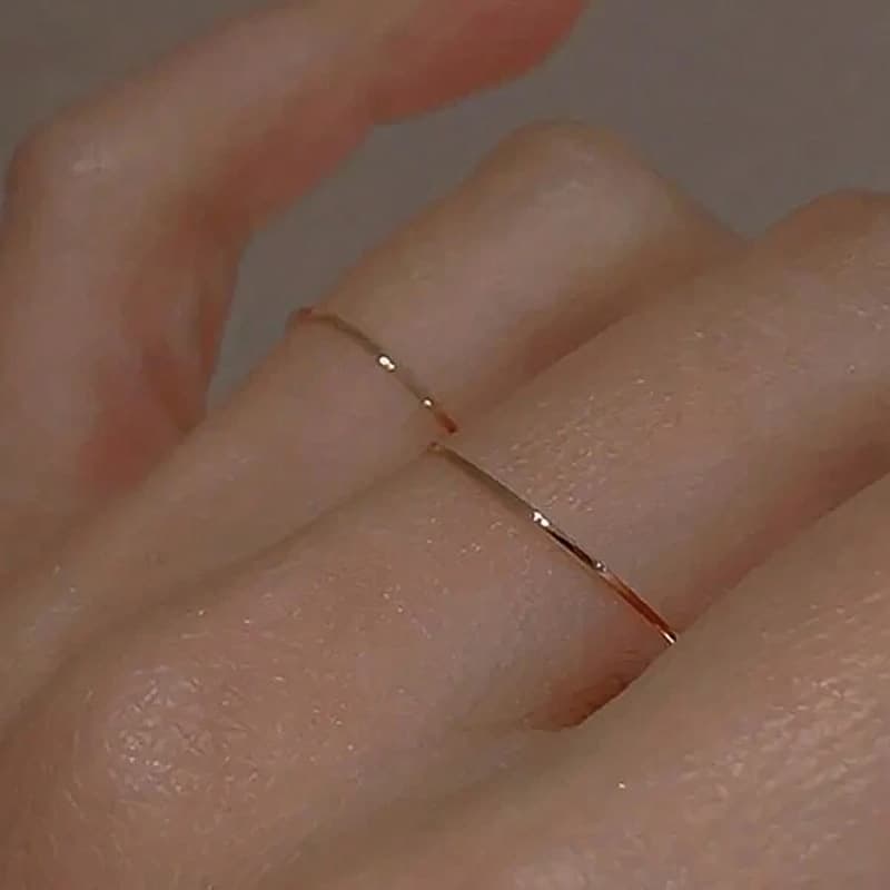 Cross-Border New Product Ultra-Fine Plain Ring Simple Glossy Women's Joint Ring 2-Piece Set Ins Cool Style Student Tail Ring Wholesale